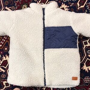 White Sherpa Jacket with Blue Lining